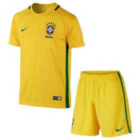 Camisolas de Futebol Brasil Criança Equipamento Principal 2016/17 Manga Curta