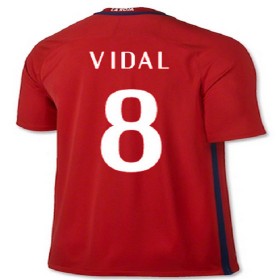 Camisolas de Futebol Chile VIDAL Equipamento Principal 2016/17 Manga Curta