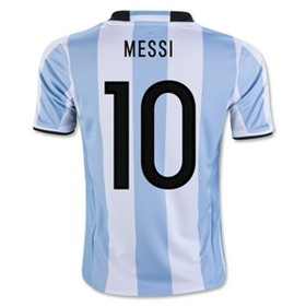 Camisolas de Futebol Argentina MESSI Equipamento Principal 2016/17 Manga Curta