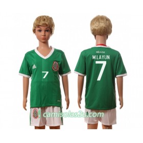 Camisolas de Futebol México M.Layun 7 Criança Equipamento Principal 2016 Manga Curta
