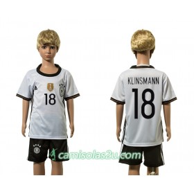 Camisolas de Futebol Alemanha Kroos 18 Criança Equipamento Principal 2016 Manga Curta