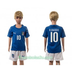 Camisolas de Futebol Itália Verratti 10 Criança Equipamento Principal 2016 Manga Curta
