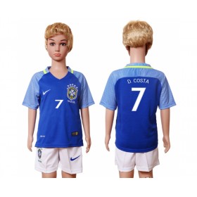 Camisolas de Futebol Brasil D.Costa 7 Criança Equipamento Alternativa 2016 Manga Curta