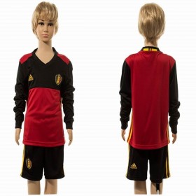 Camisolas de Futebol Bélgica Criança Equipamento Principal 2016 Manga Comprida