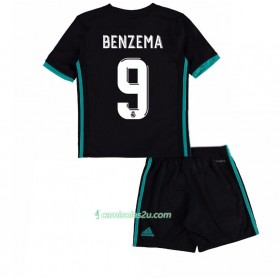Camisolas de Futebol Real Madrid Karim Benzema 9 Criança Equipamento Alternativa 2017/18 Manga Curta