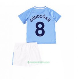 Camisolas de Futebol Manchester City Ilkay Gundogan 8 Criança Equipamento Principal 2017/18 Manga Curta