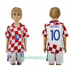 Camisolas de Futebol Croácia Modric 10 Criança Equipamento Principal 2016 Manga Curta