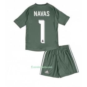 Camisolas de Futebol Real Madrid Guarda Redes Keylor Navas 1 Criança Equipamento Principal 2017/18 Manga Curta