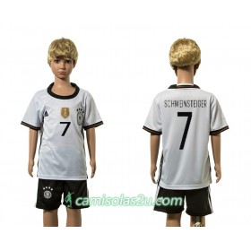Camisolas de Futebol Alemanha Schweinsteiger 7 Criança Equipamento Principal 2016 Manga Curta