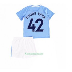 Camisolas de Futebol Manchester City Yaya Toure 42 Criança Equipamento Principal 2017/18 Manga Curta