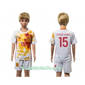 Camisolas de Futebol Espanha Ramos 15 Criança Equipamento Alternativa 2016 Manga Curta