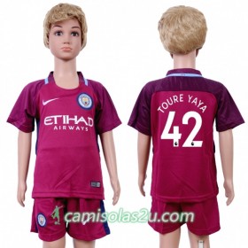 Camisolas de Futebol Manchester City Yaya Toure 42 Criança Equipamento Alternativa 2017/18 Manga Curta
