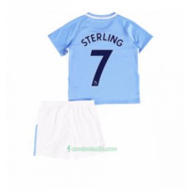 Camisolas de Futebol Manchester City Raheem Sterling 7 Criança Equipamento Principal 2017/18 Manga Curta