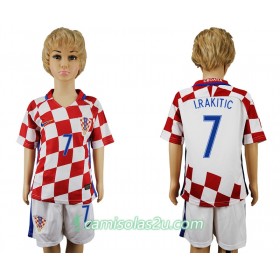 Camisolas de Futebol Croácia I.Rakitic 7 Criança Equipamento Principal 2016 Manga Curta