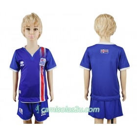 Camisolas de Futebol Island Criança Equipamento Principal 2016 Manga Curta