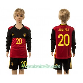 Camisolas de Futebol Bélgica Januzaj 20 Criança Equipamento Principal 2016 Manga Comprida