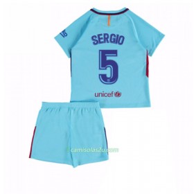Camisolas de Futebol FC Barcelona Sergio Busquets 5 Criança Equipamento Alternativa 2017/18 Manga Curta