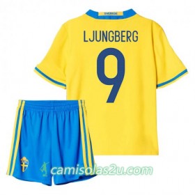 Camisolas de Futebol Suécia Ljungberg 9 Criança Equipamento Principal 2016 Manga Curta
