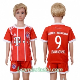 Camisolas de Futebol Bayern München Robert Lewandowski 9 Criança Equipamento Principal 2017/18 Manga Curta