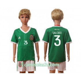 Camisolas de Futebol México Salcido 3 Criança Equipamento Principal 2016 Manga Curta