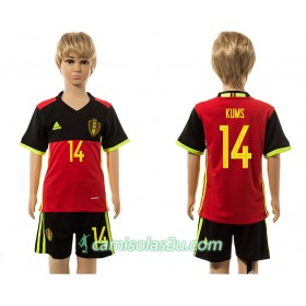 Camisolas de Futebol Bélgica Kums 14 Criança Equipamento Principal 2016 Manga Curta