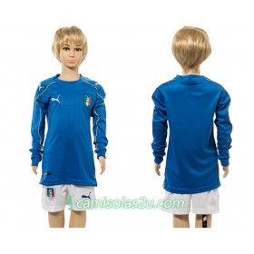 Camisolas de Futebol Itália Criança Equipamento Principal 2016 Manga Comprida