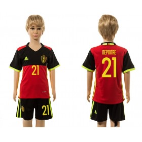 Camisolas de Futebol Bélgica Depoitre 21 Criança Equipamento Principal 2016 Manga Curta