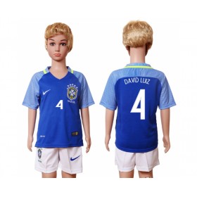 Camisolas de Futebol Brasil David Luiz 4 Criança Equipamento Alternativa 2016 Manga Curta