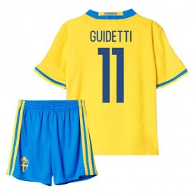 Camisolas de Futebol Suécia Guidetti 11 Criança Equipamento Principal 2016 Manga Curta
