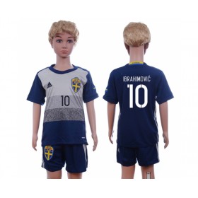 Camisolas de Futebol Suécia Ibrahimovic 10 Criança Equipamento Alternativa 2016 Manga Curta