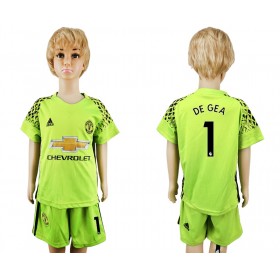 Camisolas de Futebol Manchester United David de Gea 1 Guarda Redes Criança Equipamento Alternativa 2017/18 Manga Curta
