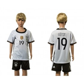 Camisolas de Futebol Alemanha Gotze 19 Criança Equipamento Principal 2016 Manga Curta