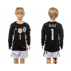 Camisolas de Futebol Alemanha Neuer 1 Guarda Redes Criança Equipamento Principal 2016 Manga Comprida