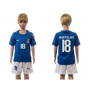 Camisolas de Futebol Itália Montolivo 18 Criança Equipamento Principal 2016 Manga Curta