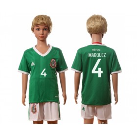 Camisolas de Futebol México Marquez 4 Criança Equipamento Principal 2016 Manga Curta