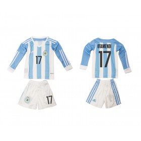 Camisolas de Futebol Argentina Otamendi 17 Criança Equipamento Principal 2016 Manga Comprida